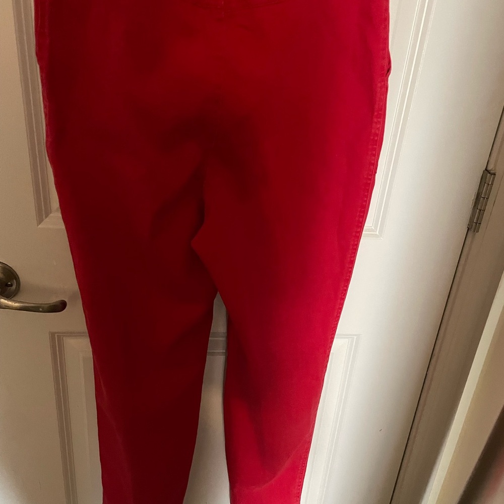 Red Short Sleeve Denim Jumpsuit Boiler Suit - Picture 10 of 11